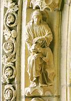 Chartres, Cathedrale, Portail nord, Baie centrale, Creation du Monde (Dieu creant Adam)